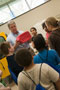Tim Weston, associate professor of plastics technology, shows the 'smile' on the bottom of a detergent bottle, indicating it was created using extrusion blow molding