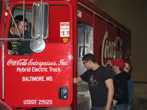 Pennsylvania College of Technology students get a hands-on feel for the future, hybrid drive technology, thanks to a vehicle loan from the Coca-Cola Bottling Company of New York Inc.