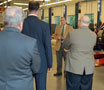 Steven H. Wallace, assistant dean of transportation technology, answers questions in the newly dedicated Honda lab within the Parkes Automotive Technology Center