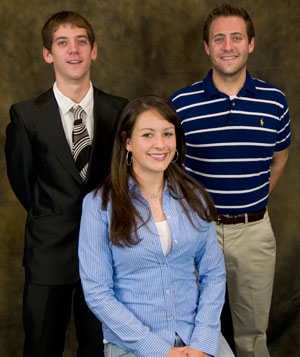 From left, students Justin A. Ball, of Sandy Ridge%3B Justine R. Wareham, of Hollidaysburg%3B and Andrew R. Christoffel, of Lancaster, have been selected as community assistants at Pennsylvania College of Technology.