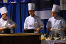 From left, School of Hospitality students Kimberly J. Caputzal, Rachel M. Emmons and Jennifer A. Krystek take part in a cooking challenge