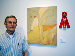 Craig Kaufman, of Williamsport, an art teacher at Andrew G. Curtin Middle School in Williamsport, was awarded second place for his piece %E2%80%9CFoghorn%E2%80%9D during an exhibit for K-12 art teachers at The Gallery at Penn College.