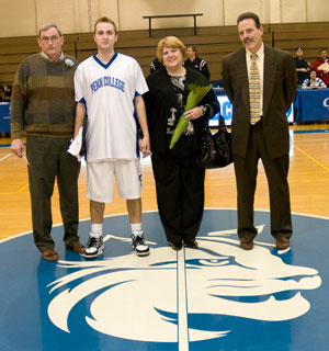 Another among this year's athletic seniors is Craig Flint, also joined by his parents and coach in Bardo Gymnasium.