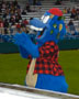 Boomer, the Crosscutters' new mascot, revs up the crowd