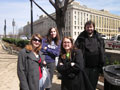 From left, Dodson, Miller, Beitz and Ryder wait in front of the U.S. Department of Agriculture building