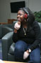 With bandaged hands and a headset, Chesnya E. Cherelus, of Elmont, N.Y., spends 'A Day in Their Shoes'