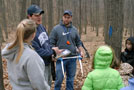 Mensuration tools, from 'old school' methods to the Allegro handheld field computer, are demonstrated by, from left, Michelle C. Goodling, Renovo; Brian M. Smith, Coudersport; and Travis M. Neal, Canton