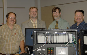 From left%3A Randall L. Moser, instructor of electronics, Pennsylvania College of Technology%3B Jeff Krebs, Allen Bradley%2FRockwell Automation%3B Richard J. Calvert, assistant professor of electronics, Penn College%3B and Michael Eyer, Schaedler Yesco Distribution Inc.