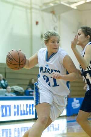 A hard-driving Erica Logan, en route to the Lady Wildcats' win against Hazleton.