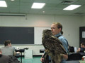 The Master Falconer displays an Eagle Owl for forest technology students