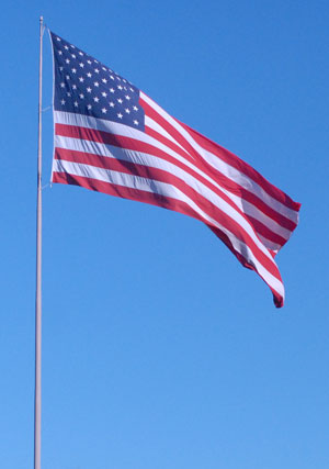 Pennsylvania College of Technology's 1,800-square-foot American flag flies proudly outside the Student and Administrative Services Center.