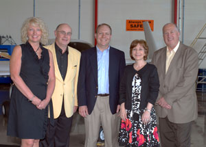 Among those attending the 30th anniversary celebration at the Lumley Aviation Center for the Pennsylvania College of Technology Foundation Inc. were the organization's past and present executive directors. From left are Lenore G. Penfield (1993-99), Frederick T. Gilmour (1983-86), Robert C. Dietrich (2008-present), Joann M. Kay (2004-07) and Dennis L. Correll (1999-2004).