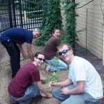 From left, Chef Stephen A. Manley, executive chef of Le Jeune Chef Restaurant, and students Katelyn E. Paulhamus, Crystal L. Butler (also a member of the wait staff at Le Jeune) and Stephen W. Malizia II