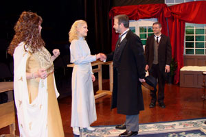 Penn College employees Timothy J. Mallery, far right, and Eugene M. McAvoy co-star with Kathleen Murray Houser, left, and Erin Stong in the Community Theatre League's current production of George Bernard Shaw's 'Heartbreak House.'
