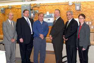 From left are Barry R. Stiger, vice president for institutional advancement at Pennsylvania College of Technology%3B Tom Woodruff, Honeywell Building Solutions general manager for Northeast%2FCentral Pennsylvania and Delaware%3B Todd S. Woodling, an instructor of building automation technology%2FHVAC electrical at the college%3B Tom Hamilton, Honeywell regional general manager%3B David J. Teston, Honeywell's eastern regional operations manager%3B and Anne K. Soucy, Penn College's assistant dean of construction and design technologies.