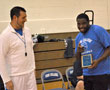 Intramural assistant Jeremy R. Bottorf, left, with game MVP Angel Stroud
