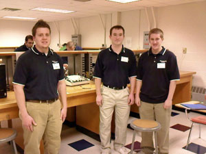From left, Ben D. Wenger, of Lebanon%3B Dustin P. Allen, of Towanda%3B and Chris D. Moller, of Ellicott City, Md., comprise the Penn College team that finished second in a 'brown-bag' electronics competition.