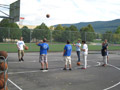 Intramural staff keep tally during the foul-shooting competition
