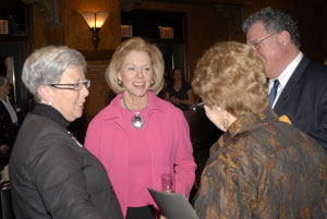 Pennsylvania%E2%80%99s First Lady, Judge Marjorie O. Rendell, and Philip Horn, executive director of the Pennsylvania Council on the Arts, talk with Davie Jane Gilmour, Penn College president, and Veronica M. Muzic, special assistant to the president for academic affairs.