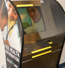 Get quick, clear information on health concerns via the Madigan Library's 'Health e-Links' kiosk.
