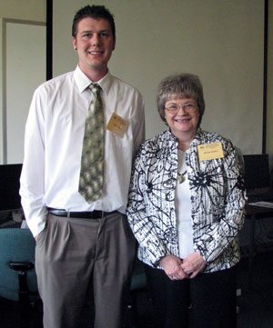 Joshua D. Young, virtual resources manager, and Marilyn G. Bodnar, professor and instructional initiatives librarian.