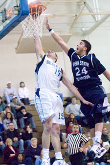 Tom Little slams one home against Penn State DuBois.