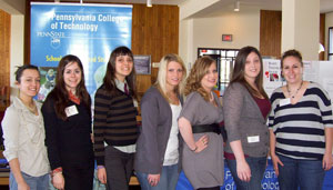 Seniors in the applied human services major at Pennsylvania College of Technology presented their research during the Mid-Atlantic Consortium for Human Services annual conference. From left are Melissa S. Edmonds, Williamsport; Erin M. LaCerra, Linden; Valerie A. LaCerra, Linden; Chastity R. Stahl, Milton; Sarah E. Hauck, Danville; Laura A. Frey, Watsontown; and Jessica L. Stahl, Mifflinburg.