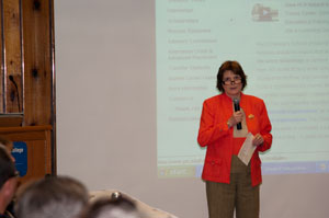 Mary A. Sullivan, dean of the School of Natural Resources Management at Penn College, talks with secondary educators about Marcellus Shale-related careers for which graduates are being recruited.