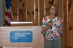 Amy P. Toole, assistant professor of chemistry at Penn College, talks about a new elective science course that will teach chemistry and geology concepts that relate to the Marcellus Shale and natural gas.