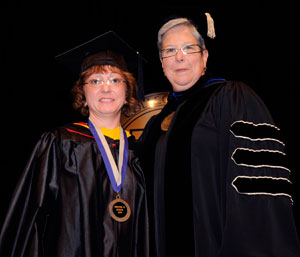 Christine M. Kessler, recipient of the Veronica M. Muzic Master Teacher Award, left%3B and Pennsylvania College of Technology President Davie Jane Gilmour.