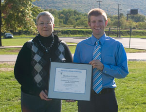 President Gilmour with alumni honoree Matthew R. Haile, of Sunbury.