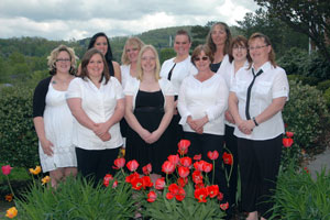 Graduates of the medical (office) assistant program at Pennsylvania College of Technology's North Campus are: Front row from left, Samantha Heck, Rachael Bice, Tina Jessup and Carol Bell; back row from left, Sunni Hammond, Cassie Beard, Toni Owlett, Jenna Freligh, Tammy Watkins and Sue Copp