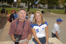 Wildcat booster Jerry McNett, a General Services horticulturist at the college, and his daughter, Michelle, a member of the volleyball team