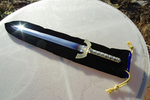 Pennsylvania College of Technology student Thomas D. Folino, of Centre Hall, crafted a replica sword (without sharp edges or cutting ability) that was awarded as a prize in a video gaming event benefiting charity.