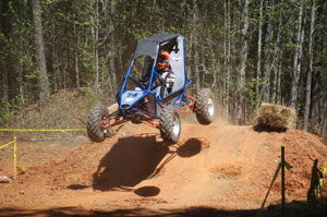 A Baja vehicle, built by members of Pennsylvania College of Technology%E2%80%99s Society of Manufacturing Engineers student chapter, %E2%80%9Cgets air%E2%80%9D during an event at the Society of Automotive Engineers%E2%80%99 Baja SAE Carolina event in Greenville, S.C. 