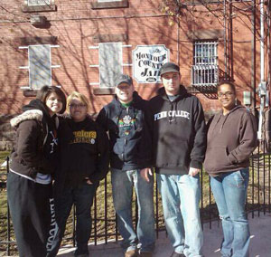 Members of Pennsylvania College of Technology%E2%80%99s Collegiate Association for County Correctional Education, from left, Carol Vargas, Kristie L. Weaver, Matthew B. Scott, Brandon J. Close, and Tashamonique N. Howlett, traveled to the Montour County Prison in Danville to donate books for use by the inmates.