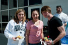 'Chef Sam' served up lunch for (from left), students Samantha L. Kelly, Ashland; Kelley N. O'Keefe, Mashpee, Mass.; and Nicholas A. Tanner, South Williamsport