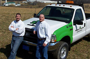 Travis Breininger, left, and Justin Bentz, alumni co-owners of Nature's Accents Landscape Services Inc.