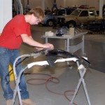 Nick J. Kline, a SUN Area student from Middleburg, completes the metalworking portion of the testing