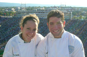 Danielle N. Castello and Christopher D%E2%80%99Annibale, with a packed Beaver Stadium as their backdrop.