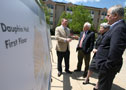 At the college's new Dauphin Hall residence complex are, from left, Elliott Strickland, special assistant to the vice president for student affairs; state Sen. Gene Yaw, college President Davie Jane Gilmour; and Senate Majority Leader Dominic F. Pileggi