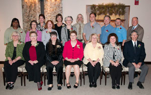 Among the college's newest members of the Quarter Century Club are, front row from left: Sharon McFadden Weiler, Debra A. Sanders, Carol A. Dudek, Susan K. Clark-Teisher, Virginia L. Michael, Sharon K. Waters and David L. Turney. Back row, from left: Calvetta A. Walker, Janet A. Sherman, Kay E. Dunkleberger, Crystal D. Michael, Barbara J. Natell, Judy F. McConnell, Jeffrey B. Weaver, Keith M. Whitesel, Thomas J. Mulfinger, Wayne E. Gebhart and Dennis L. Correll.