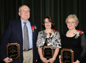 Among those retiring from Penn College this year are, from left, Larry W. Emery Jr., counselor%3B Karen A. Wilson Bodine, disability services specialist%3B and Karen W. Tyler, secretary to financial operations. 