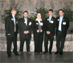Holding their runner-up trophy are, from left, Robert J. Zinsmeister; Wesley S. Moyer; Kaitlyn M. Kennedy, chapter's chief executive officer; Brent N. Renninger and Christopher M. DiStasio