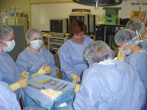 Participants in the SMART Girls residential program at Pennsylvania College of Technology explore the world of surgery in the college%E2%80%99s Surgical Technology Lab.