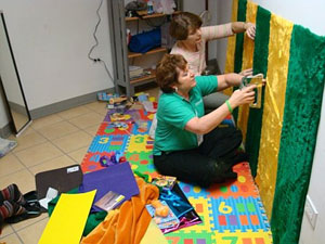Among services provided at Villa Integra in Juarez, Mexico, Patricia J. Martin, back, helped to create a sensory room for children with disabilities.%0A%0A