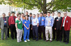 Pennsylvania College of Technology's SkillsUSA competitors and their faculty advisers gather for a group photo in Hershey