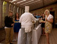 Student-athletes move through the School of Hospitality serving line