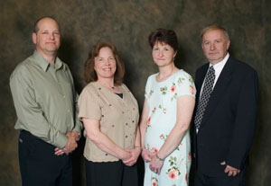Pennsylvania College of Technology%E2%80%99s Distinguished Staff Award recipients for 2010 are, from left, Patrick M. Breen, Joan L. McFadden, Heidi A. Samsel and Gary J. Stoudt.