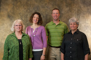 Pennsylvania College of Technology presented 2011 Distinguished Staff Awards to, from left, Sharon McFadden Weiler, secretary to the director of general services; Kimberly R. Cassel, director of student activities; and Chad L. Karstetter, horticulturist. A Part-Time Teaching Award was presented to Judy W. DeGregorio, at right, part-time instructor of mathematics.